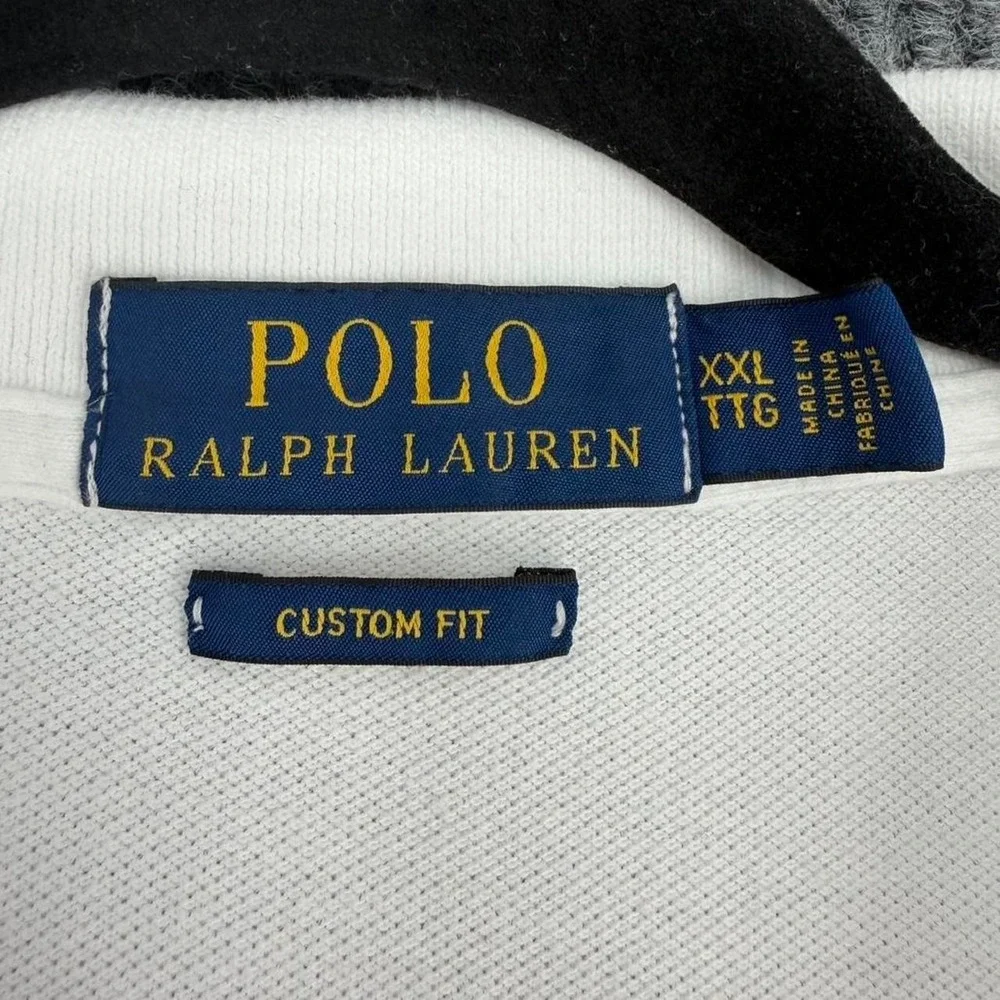 Polo Ralph Lauren custom fit polo bear polo shirt men's XXL white cotton